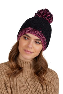 CATRINA czapka damska z pomponem czarno-szara - Kamea