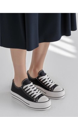 Damskie Trampki VELTRO BLACK ? Klasyczne Buty na Platformie - Inello