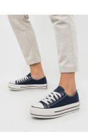 Damskie Trampki VELTRO NAVY ? Klasyczne Buty na Platformie - Inello