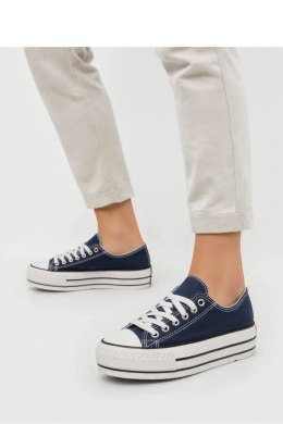 Damskie Trampki VELTRO NAVY ? Klasyczne Buty na Platformie - Inello