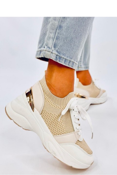 Sneakersy na koturnie DAVIS BEIGE - Inello Sneakersy na koturnie DAVIS BEIGE - Inello