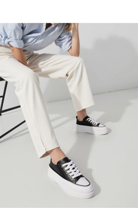 Damskie Sneakersy PLATFORMIA ? Black White - Inello Damskie Sneakersy PLATFORMIA ? Black White - Inello