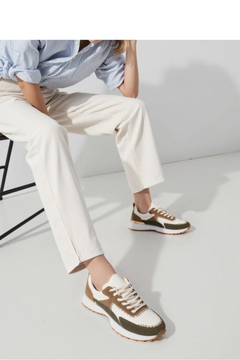 Damskie Sneakersy WHITE ARMY GREEN - Inello Damskie Sneakersy WHITE ARMY GREEN - Inello