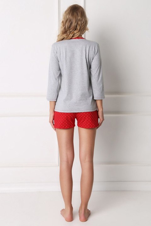 Piżama Damska Model Cookie Short Grey/Red - Aruelle Piżama Damska Model Cookie Short Grey/Red - Aruelle