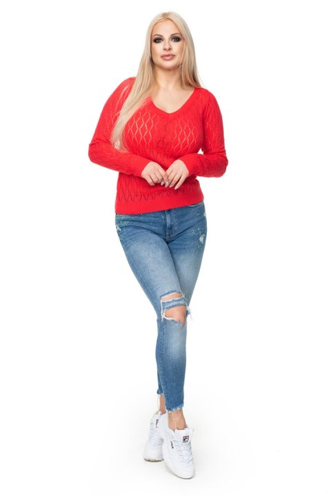 Sweter Damski Model 70018 Coral - PeeKaBoo Sweter Damski Model 70018 Coral - PeeKaBoo