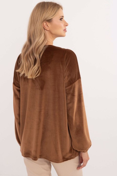 Bluzka Model DHJ-BZ-19902.49P Light Brown - Italy Moda Bluzka Model DHJ-BZ-19902.49P Light Brown - Italy Moda