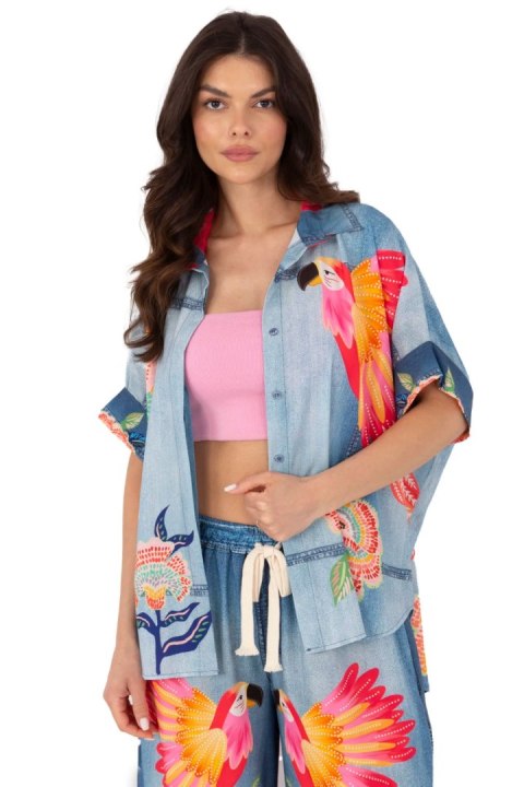 Koszula Damska Model DHJ-KS-19007-6.86 Blue - Italy Moda Koszula Damska Model DHJ-KS-19007-6.86 Blue - Italy Moda