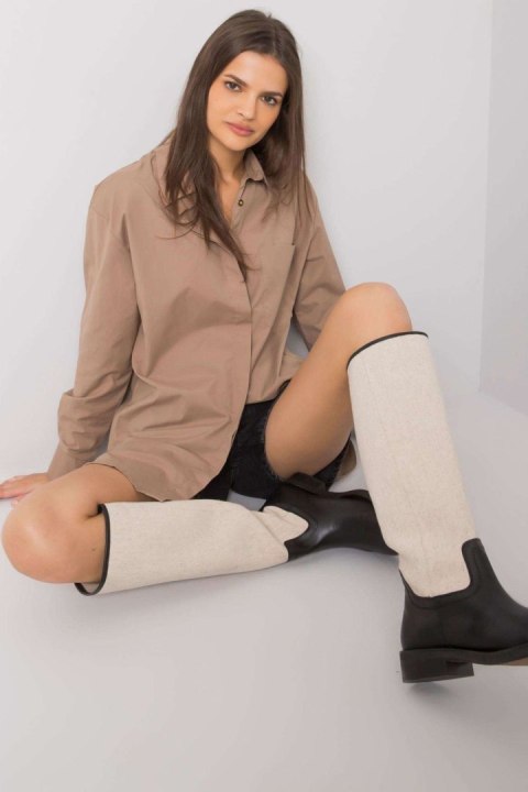 Koszula Damska Model EM-KS-005.34 Dark Beige - Ex Moda Koszula Damska Model EM-KS-005.34 Dark Beige - Ex Moda