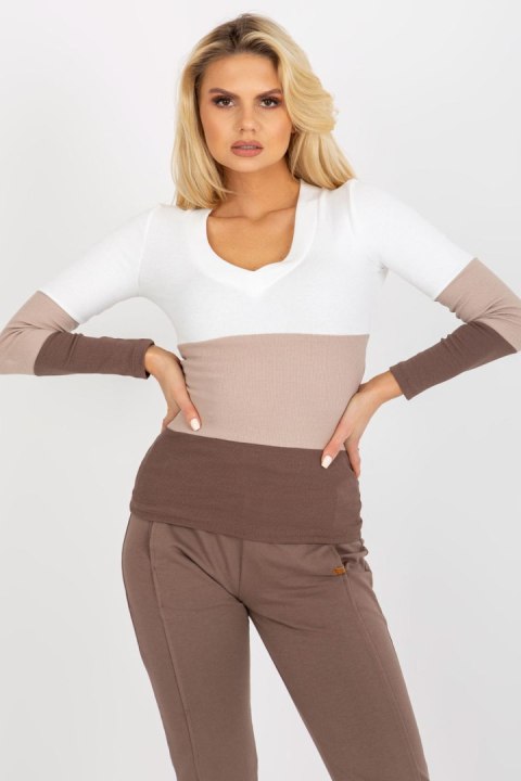 Bluzka Model RV-BZ-8431.31X White/Brown - Rue Paris Bluzka Model RV-BZ-8431.31X White/Brown - Rue Paris