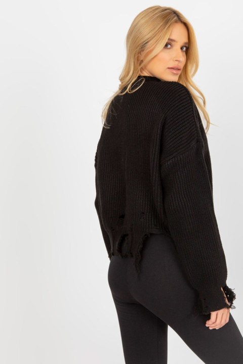 Sweter Damski Model LC-SW-0373.95P Black - Rue Paris Sweter Damski Model LC-SW-0373.95P Black - Rue Paris
