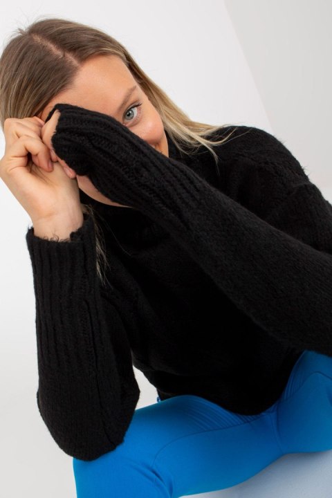 Sweter Damski Model LC-SW-3019.05P Black - Rue Paris Sweter Damski Model LC-SW-3019.05P Black - Rue Paris