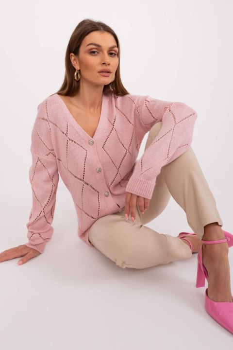 Sweter Damski Model LC-SW-A10-1.23X Light Pink - Rue Paris Sweter Damski Model LC-SW-A10-1.23X Light Pink - Rue Paris