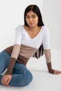 Bluzka Model RV-BZ-8429.18P White/Brown - Rue Paris