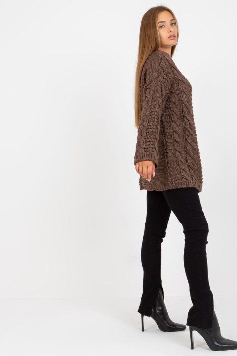 Sweter Damski Model LC-SW-8044.06X Brown - Rue Paris Sweter Damski Model LC-SW-8044.06X Brown - Rue Paris