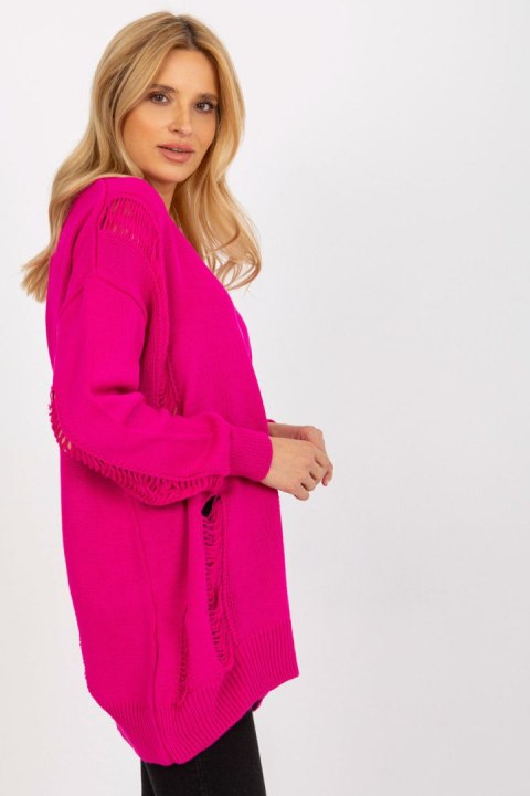 Sweter Kardigan Model LC-SW-8042.08X Fuksja - Rue Paris Sweter Kardigan Model LC-SW-8042.08X Fuksja - Rue Paris