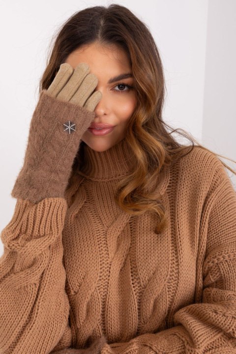 Rękawiczki Model AT-RK-231405.08X Dark Beige - AT Rękawiczki Model AT-RK-231405.08X Dark Beige - AT