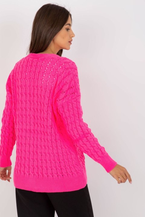 Sweter Kardigan Model LC-SW-8036.74P Fluo Pink - Rue Paris Sweter Kardigan Model LC-SW-8036.74P Fluo Pink - Rue Paris