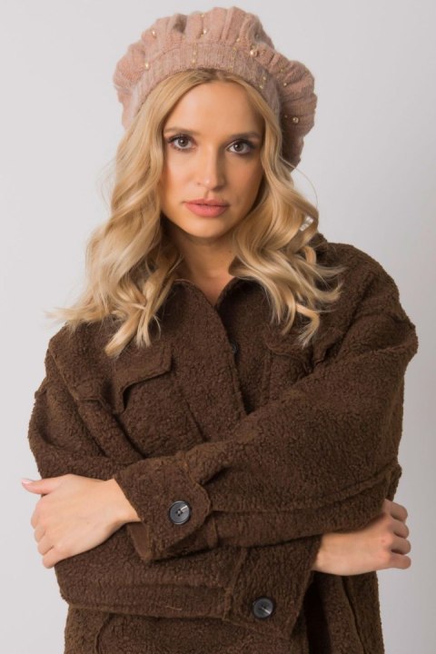 Czapka damska Model AT-CZ-DM-39055 Dark Beige - AT Czapka damska Model AT-CZ-DM-39055 Dark Beige - AT