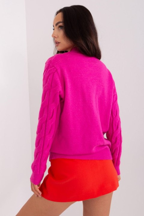 Sweter Damski Model AT-SW-2235.00P Fuksja - AT Sweter Damski Model AT-SW-2235.00P Fuksja - AT