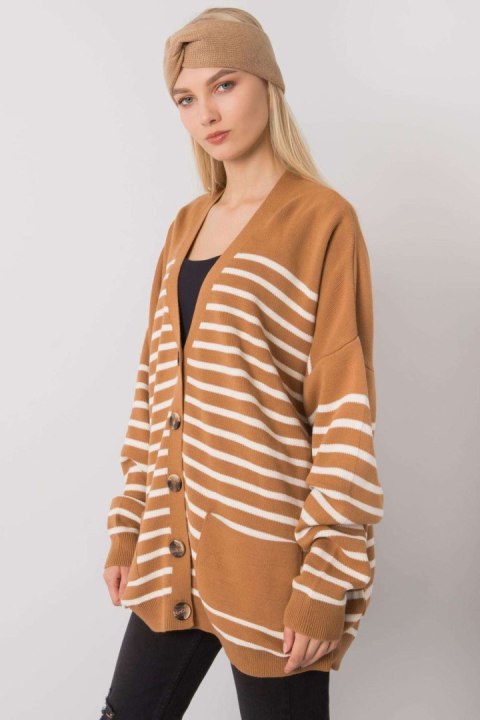 Sweter Kardigan Model FE-SW-3346.56P Camel - Fame Sweter Kardigan Model FE-SW-3346.56P Camel - Fame