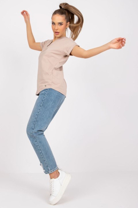 T-shirt Damski Model RV-TS-7666.19 Beige - BFG T-shirt Damski Model RV-TS-7666.19 Beige - BFG