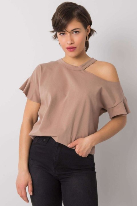 Bluzka Model FA-BZ-6946.93P Dark Beige - Fancy Bluzka Model FA-BZ-6946.93P Dark Beige - Fancy