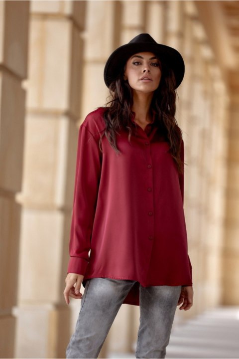 Koszula Damska Model Tessa BOR BLU0185 Bordo - Roco Fashion Koszula Damska Model Tessa BOR BLU0185 Bordo - Roco Fashion