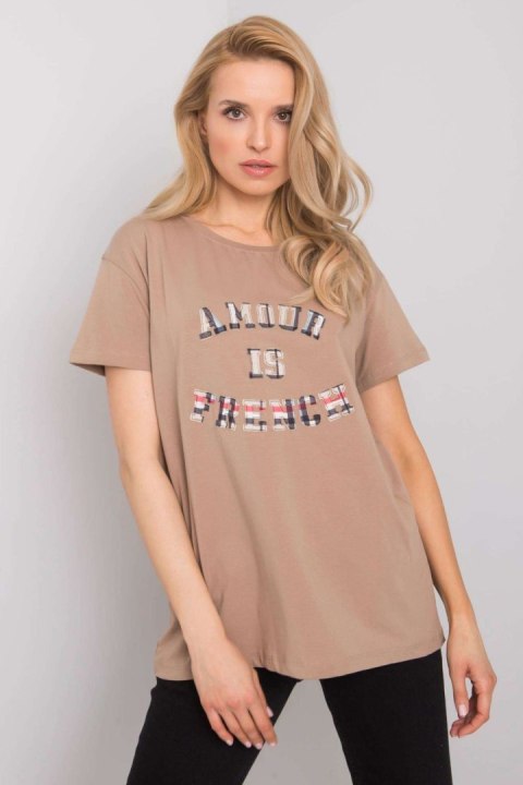 T-shirt Damski Model FA-TS-6892.88 Dark Beige - Fancy T-shirt Damski Model FA-TS-6892.88 Dark Beige - Fancy