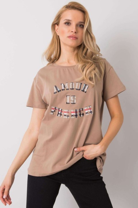 T-shirt Damski Model FA-TS-6892.88 Dark Beige - Fancy T-shirt Damski Model FA-TS-6892.88 Dark Beige - Fancy