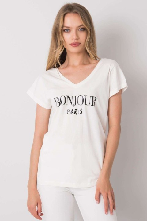 T-shirt Damski Model FA-TS-7142.37P Ecru - Fancy T-shirt Damski Model FA-TS-7142.37P Ecru - Fancy