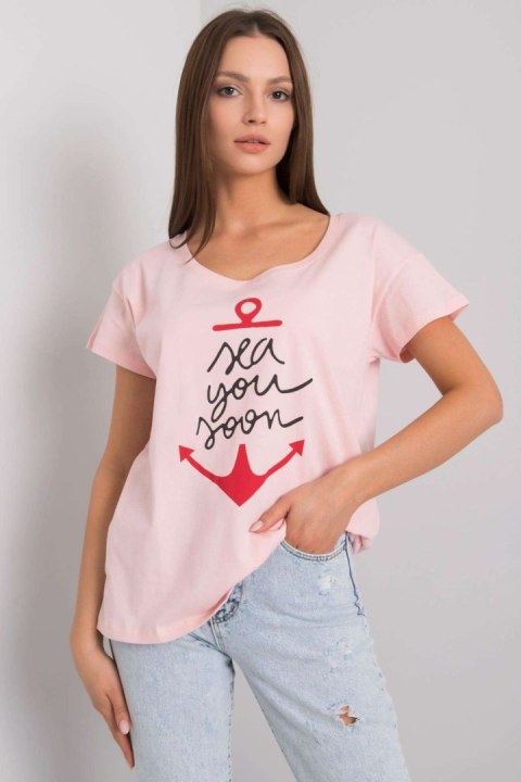 T-shirt Damski Model FA-TS-7196.74P Light Pink - Fancy T-shirt Damski Model FA-TS-7196.74P Light Pink - Fancy