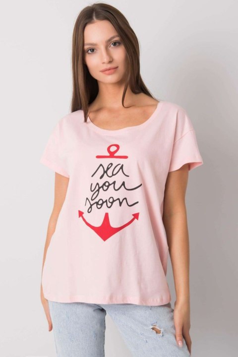 T-shirt Damski Model FA-TS-7196.74P Light Pink - Fancy T-shirt Damski Model FA-TS-7196.74P Light Pink - Fancy