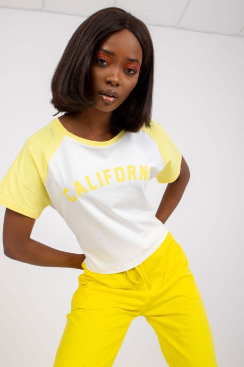 T-shirt Damski Model FA-TS-7708.44 White/Yellow - Fancy T-shirt Damski Model FA-TS-7708.44 White/Yellow - Fancy
