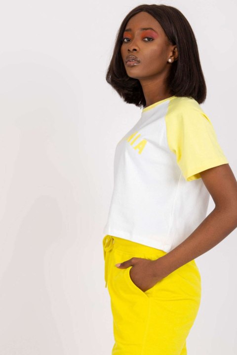T-shirt Damski Model FA-TS-7708.44 White/Yellow - Fancy T-shirt Damski Model FA-TS-7708.44 White/Yellow - Fancy