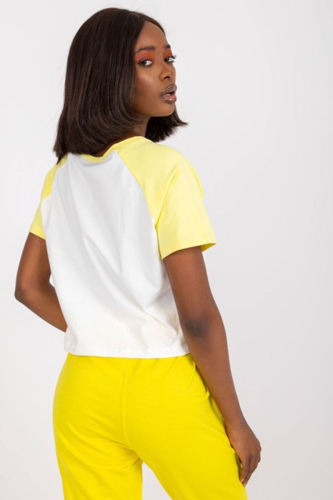 T-shirt Damski Model FA-TS-7708.44 White/Yellow - Fancy T-shirt Damski Model FA-TS-7708.44 White/Yellow - Fancy