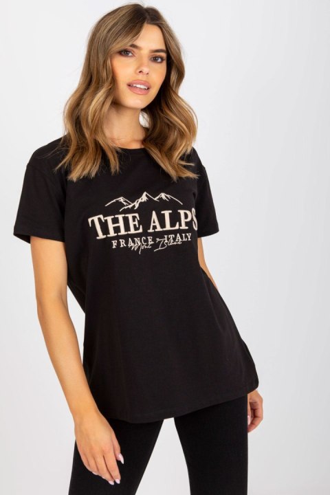 T-shirt Damski Model FA-TS-7720.43P Black/Beige - Fancy T-shirt Damski Model FA-TS-7720.43P Black/Beige - Fancy