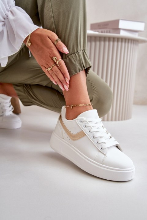 Trampki Model Brennessa CC256 White/Gold - Step in style Trampki Model Brennessa CC256 White/Gold - Step in style