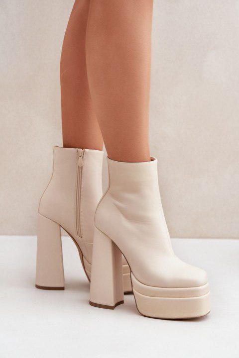 Botki Model Selahra JA-26 Light Beige - Step in style Botki Model Selahra JA-26 Light Beige - Step in style