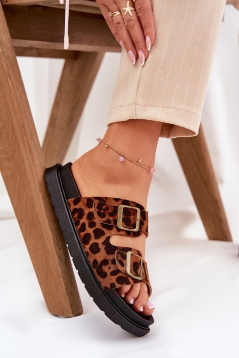 Sandał Klapki Model Simbes M35 Brown Panterka - Step in style Sandał Klapki Model Simbes M35 Brown Panterka - Step in style