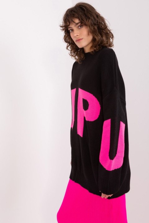 Sweter Damski Model BA-SW-8060.05P Black/Pink - Badu Sweter Damski Model BA-SW-8060.05P Black/Pink - Badu