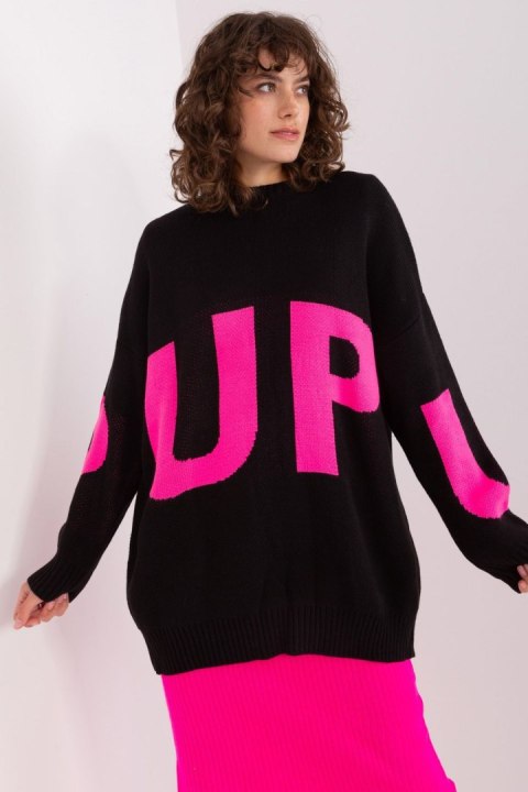 Sweter Damski Model BA-SW-8060.05P Black/Pink - Badu Sweter Damski Model BA-SW-8060.05P Black/Pink - Badu