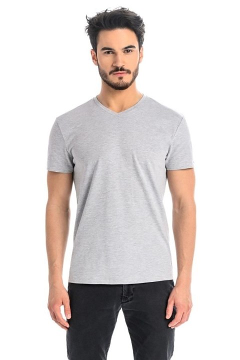 T-shirt Męski Model Dany V 1503 Grey - Teyli T-shirt Męski Model Dany V 1503 Grey - Teyli