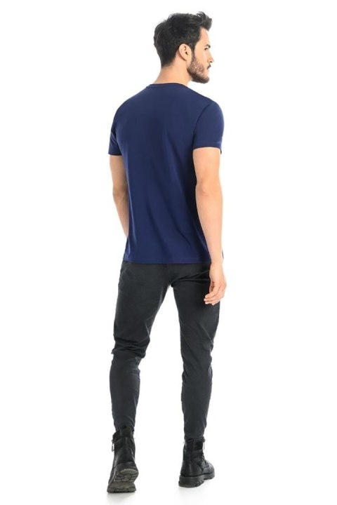 T-shirt Męski Model Dany V 1503 Navy - Teyli T-shirt Męski Model Dany V 1503 Navy - Teyli