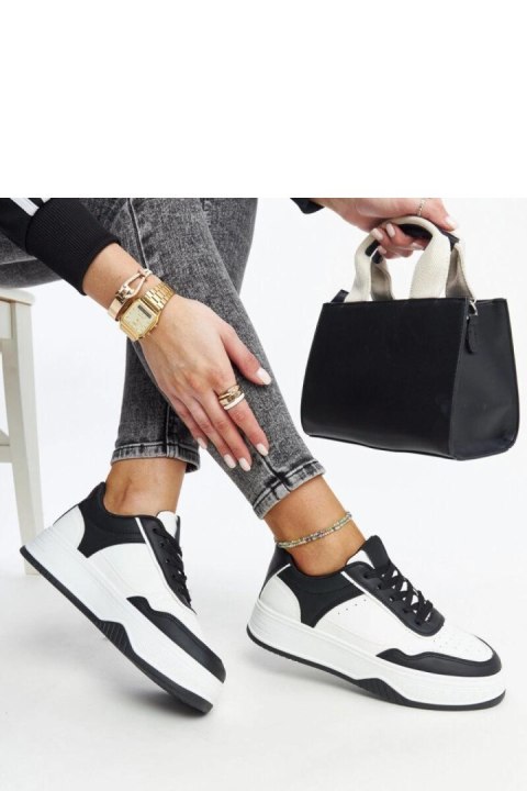 Biało-czarne sneakersy na grubszej podeszwie Rumai - Solea Biało-czarne sneakersy na grubszej podeszwie Rumai - Solea