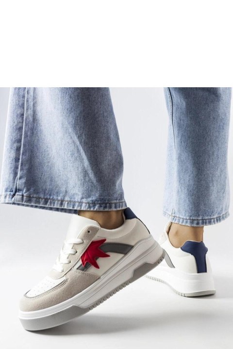 Białe sneakersy z eko zamszową wstawką Kollins - Solea Białe sneakersy z eko zamszową wstawką Kollins - Solea