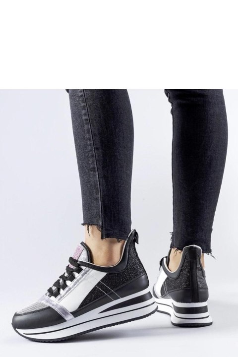 Czarne brokatowe sneakersy na platformie Marce - Solea Czarne brokatowe sneakersy na platformie Marce - Solea