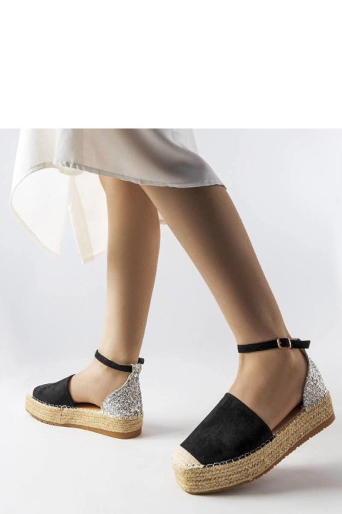 Czarne espadryle z brokatową wstawką Myasia - Solea Czarne espadryle z brokatową wstawką Myasia - Solea