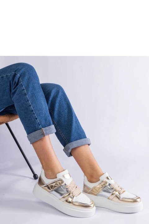 Złote sneakersy ze srebrnymi wstawkami Kimberly - Solea Złote sneakersy ze srebrnymi wstawkami Kimberly - Solea