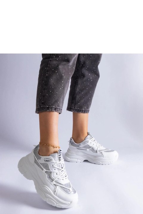 Białe sneakersy z brokatowymi wstawkami Rigel - Solea Białe sneakersy z brokatowymi wstawkami Rigel - Solea