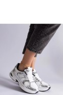 Biało-srebrne sneakersy sportowe Ena - Solea